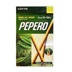 Pepero Nude Green Tea - sladké tyčinky se zeleným čajem, Lotte, 39g